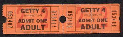 Getty 4 Drive-In Theatre - TICKET STUBS